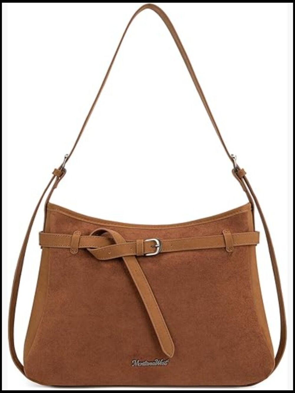 Soft Faux Suede Slouchy Hobo Tote Bag Adjustable Strap Everyday Handbag Work